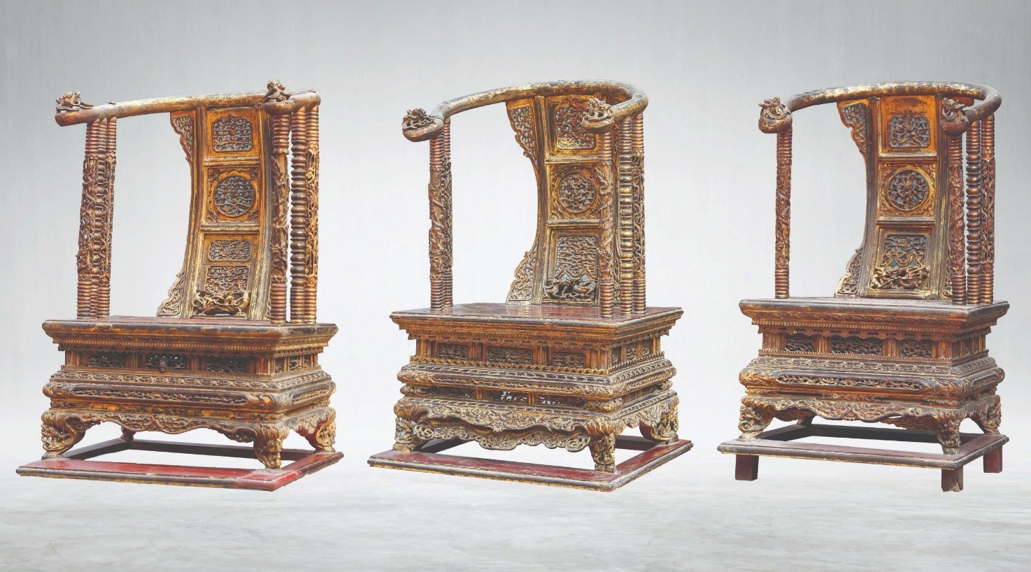 BỘ 03 NGAI THỜ GỖ THỜI MẠC ĐỀN ĐA HÒA  Xã Mễ Sở - Tỉnh Hưng Yên